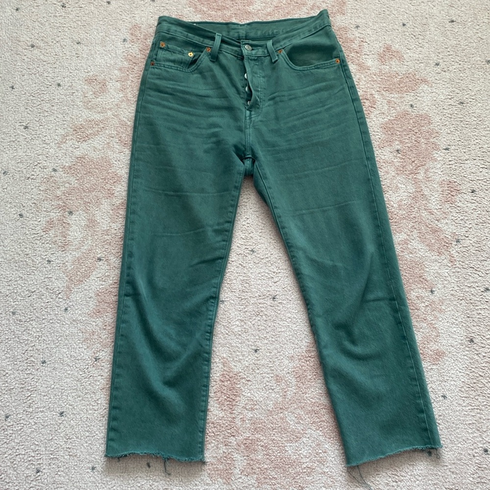 Levis 501 button fly green jeans